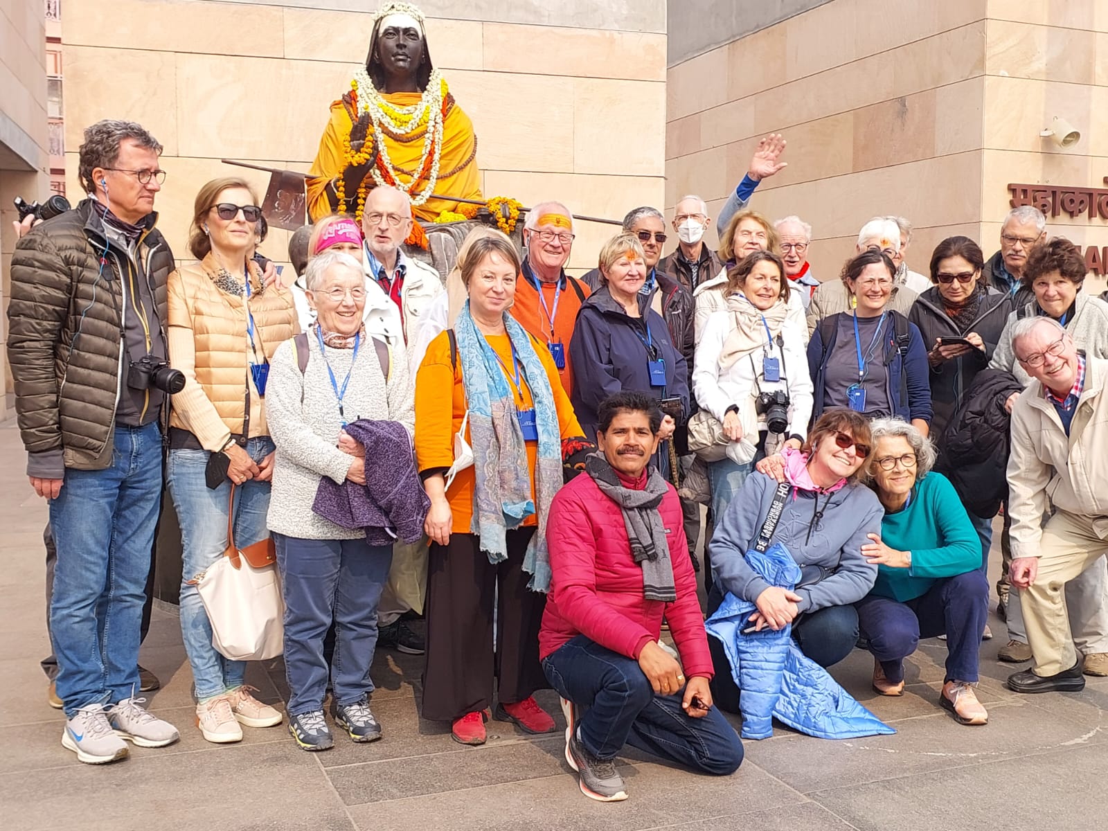 tourist guide in Varanasi with a German group